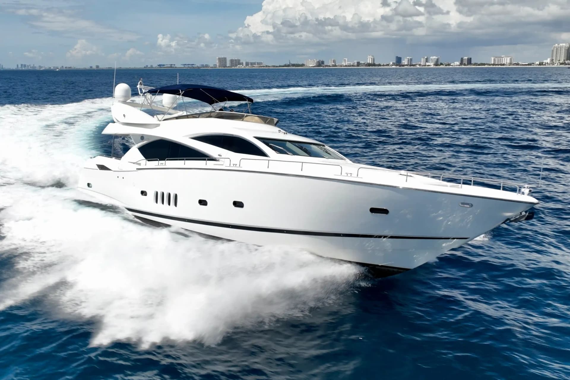An 82ft Sunseeker motor yacht running offshore